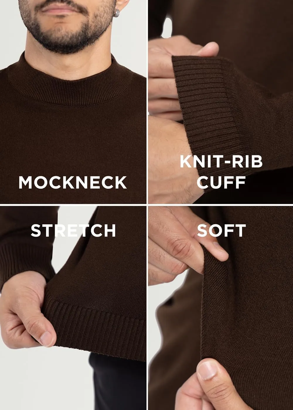 X RAY Mens Mock Neck Sweater, Soft Slim Fit Pullover Top, Basic Mock Neck Sweater for Men