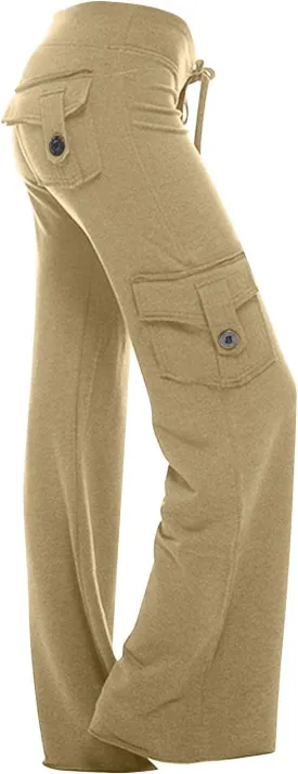 Xiaojmake Wide Leg Cargo Pant with Pockets Women High Waisted Bootcut Yoga Pants Casual Plus Size Stretch Flare Leggings 2025